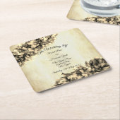 モダン抽象芸術エレガント天然ヘー結婚ズ スクエアペーパーコースター (アングル)