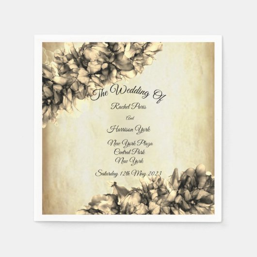 モダン抽象芸術エレガント天然ヘー結婚ズ スタンダードカクテルナプキン (正面)