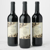 モダン抽象芸術エレガント天然ヘー結婚ズ ワインラベル (ボトル)