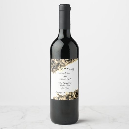 モダン抽象芸術エレガント天然ヘー結婚ズ ワインラベル (正面)