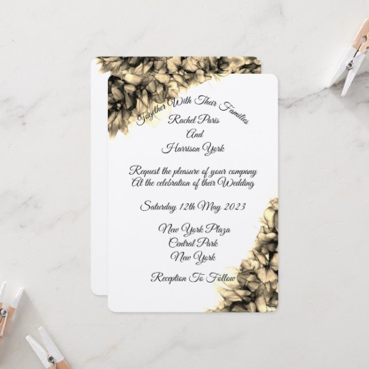 モダン抽象芸術エレガント天然ヘー結婚ズ 招待状 (正面/裏面インサイチュ)