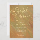 モダン抽象芸術エレガント金ゴールドスクリプトブライダルシャワー 招待状 (正面)