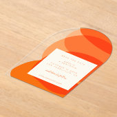 モダン抽象芸術オユニークレンジアーチ日付の保存 アクリル招待状 (レイダウン)