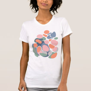 モダン抽象芸術オーガニックシェイプの色自然付け Tシャツ