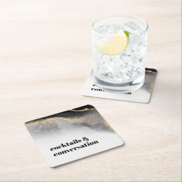 モダン抽象芸術カクテルと会話パーティー スクエアペーパーコースター