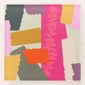 モダン抽象芸術カラフルの色ブロック ガラスコースター (正面)