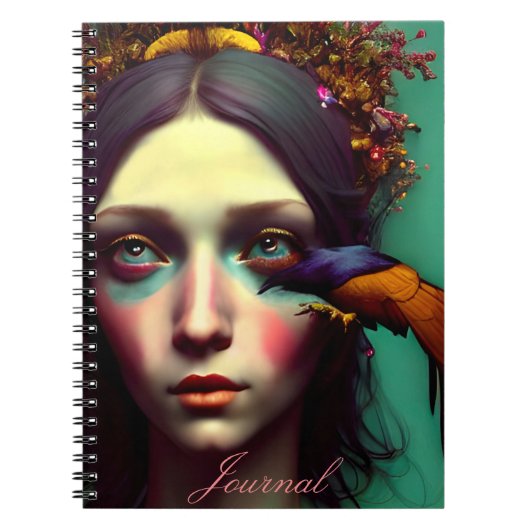 モダン抽象芸術カラフルガールジャーナル ノートブック (正面)