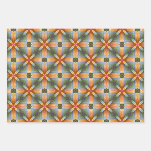 モダン抽象芸術カラフルトレンディーシック幾何 ラッピングペーパーシート (正面3)