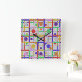 モダン抽象芸術カラフルトレンディー スクエア壁時計 (ホーム)