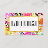 モダン抽象芸術カラフルネオンはっきりした鮮やか 名刺 (正面)