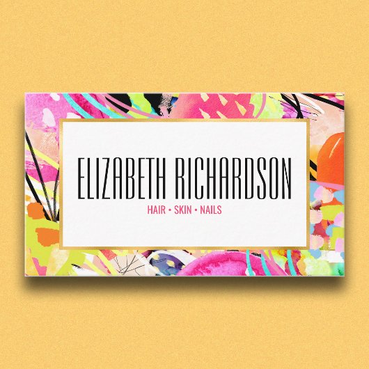 モダン抽象芸術カラフルネオンはっきりした鮮やか 名刺