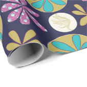 モダン抽象芸術カラフルフローラ ラッピングペーパー (ロールコーナー)