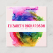 モダン抽象芸術カラフルレインボーメイクアップ爪、 ネイル スクエア名刺 (正面)