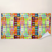 モダン抽象芸術カラフル柄ビーチタオル ビーチタオル (正面)