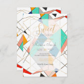 モダン抽象芸術カラフル金ゴールド 招待状 (正面/裏面)