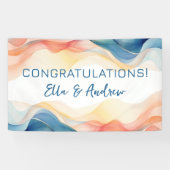 モダン抽象芸術カラー波結婚おめでとう 横断幕 (横)