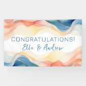 モダン抽象芸術カラー波結婚おめでとう 横断幕 (横)