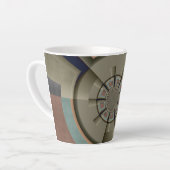 モダン抽象芸術カラー調和フラクタルアートグラフィック カフェラテマグ (左アングル)