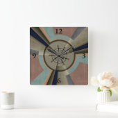 モダン抽象芸術カラー調和フラクタルアートグラフィック スクエア壁時計 (ホーム)