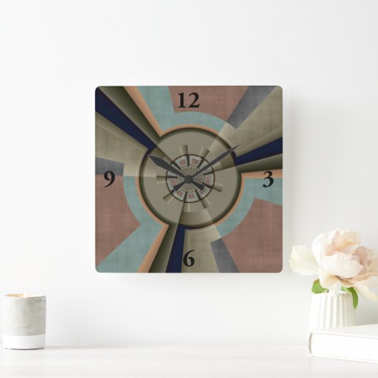 モダン抽象芸術カラー調和フラクタルアートグラフィック スクエア壁時計 (ホーム)