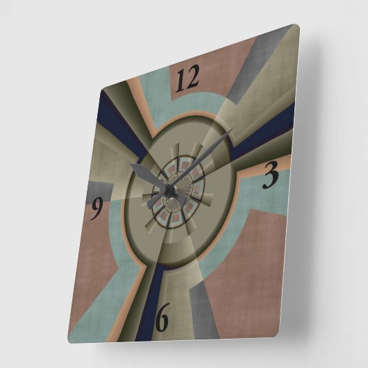 モダン抽象芸術カラー調和フラクタルアートグラフィック スクエア壁時計 (傾斜)