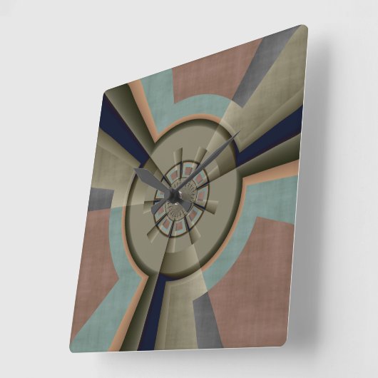 モダン抽象芸術カラー調和フラクタルアートグラフィック スクエア壁時計 (傾斜)