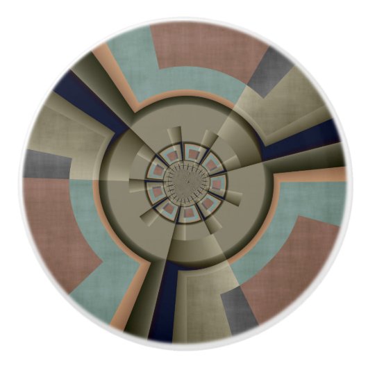 モダン抽象芸術カラー調和フラクタルアートグラフィック セラミックノブ (正面)