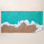 モダン抽象芸術カリブのターコイズシーショア ビーチタオル (正面)