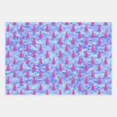 モダン抽象芸術クリスマスツリーのパターンの水色 ラッピングペーパーシート (正面3)