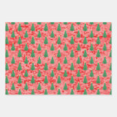 モダン抽象芸術クリスマスツリーのパターンの水色 ラッピングペーパーシート (正面3)