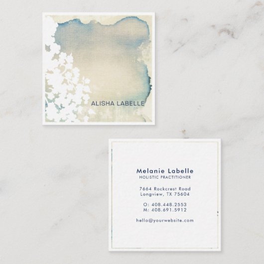 モダン抽象芸術クリーム&ブルーウォーター洗剤 スクエア名刺 (正面/裏面)