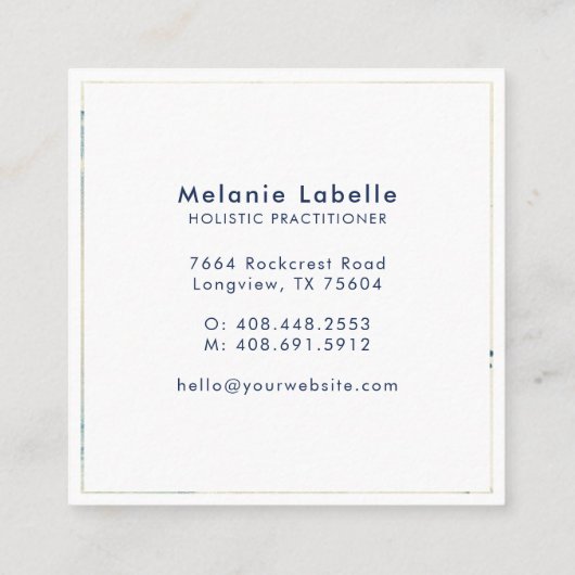 モダン抽象芸術クリーム&ブルーウォーター洗剤 スクエア名刺 (裏面)