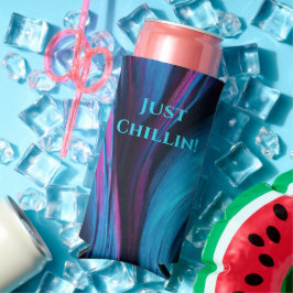 モダン抽象芸術クーラーボックス – ジャストチリンブルー スリム缶クーラー