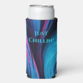 モダン抽象芸術クーラーボックス – ジャストチリンブルー スリム缶クーラー (Seltzer正面)