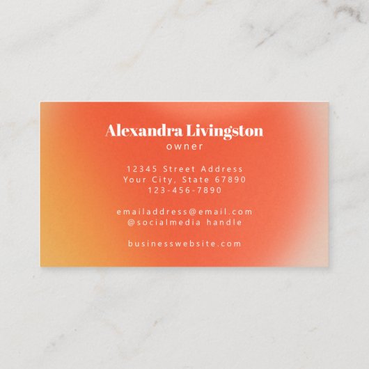 モダン抽象芸術グラデーショアートンクリエイティブオレンジ赤 名刺 (裏面)