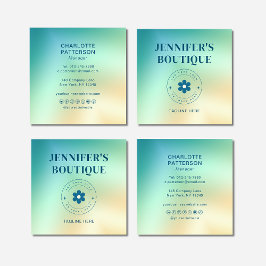 モダン抽象芸術グラデーショントレンディーロゴの追加 スクエア名刺