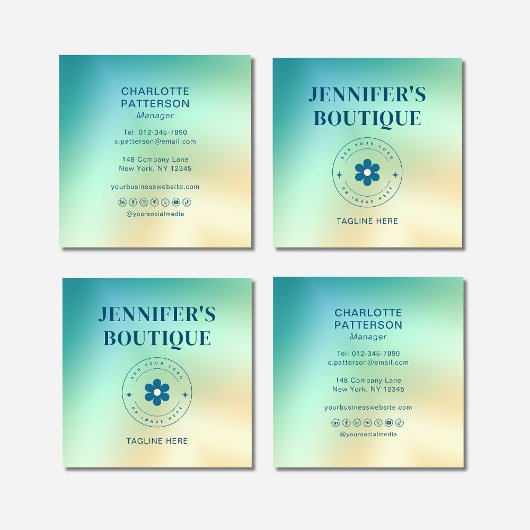 モダン抽象芸術グラデーショントレンディーロゴの追加 スクエア名刺