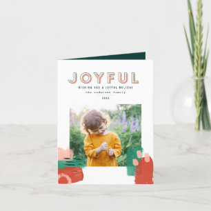 モダン抽象芸術グラフィック（赤）、ピンク+緑の写真 案内状