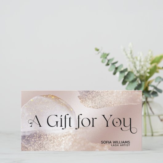 モダン抽象芸術グリッター証明書ギフトカード (スタンド正面)