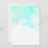 モダン抽象芸術グリーンとブルーのウォーター結婚カラー セーブザデート (裏面)