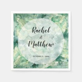 モダン抽象芸術グリーンウォーター結婚カラー スタンダードカクテルナプキン