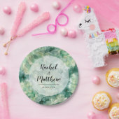 モダン抽象芸術グリーンウォーター結婚カラー ペーパープレート (パーティー)