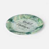 モダン抽象芸術グリーンウォーター結婚カラー ペーパープレート (アングル)