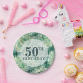 モダン抽象芸術グリーンウォーター誕生日 ペーパープレート (パーティー)