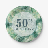 モダン抽象芸術グリーンウォーター誕生日 ペーパープレート (正面)