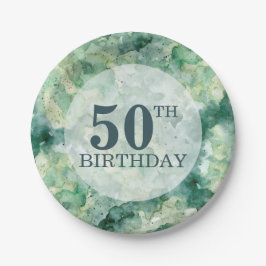 モダン抽象芸術グリーンウォーター誕生日 ペーパープレート