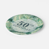 モダン抽象芸術グリーンウォーター誕生日 ペーパープレート (アングル)