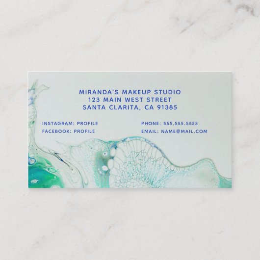 モダン抽象芸術グリーンブルー絵画アクリル 名刺 (裏面)