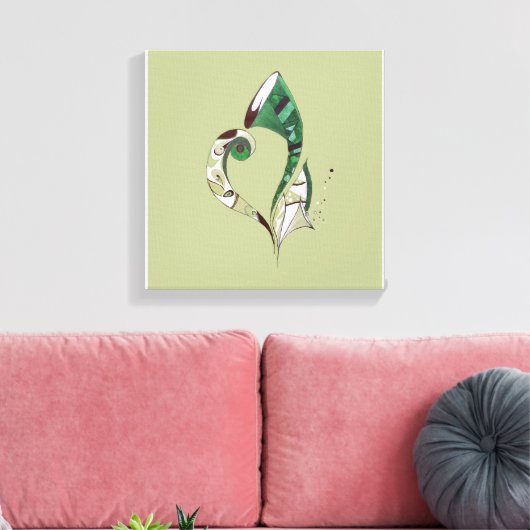 モダン抽象芸術グリーン手書きインクイラストレーション キャンバスプリント (インサイチュ (リビング))