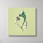 モダン抽象芸術グリーン手書きインクイラストレーション キャンバスプリント (正面)